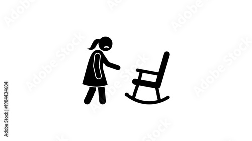 Woman Reaching for Empty Rocking Chair Symbolism