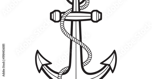 A black and white drawing of an anchor