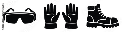 Essential personal protective equipment vector icons representing safety gear for construction, industrial work, and hazardous environments, ideal for professional health and safety