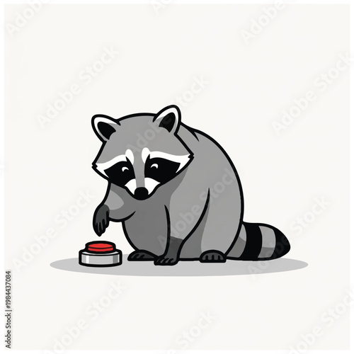 Raccoon sitting with food bowl.