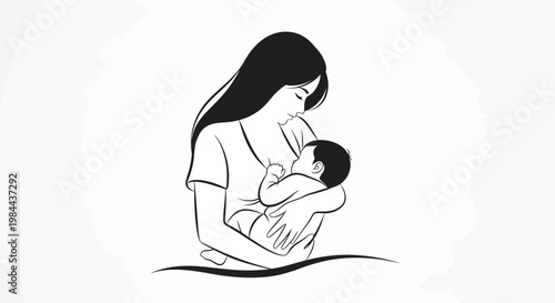 Mother Nursing Baby Close Up.