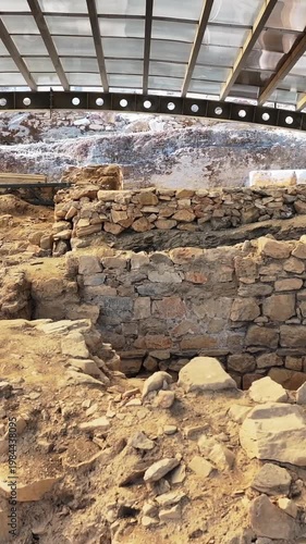 Metropolis Ancient City Drone Vertical Footage Izmir Turkey Archaeological Site (High-quality vertical drone footage of Metropolis Ancient City in Izmir, Turkey. Featuring stunning aerial perspectives