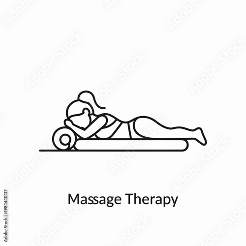 Outline icon of person lying face down for massage therapy or spa treatment