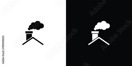 Black and white house chimney with smoke