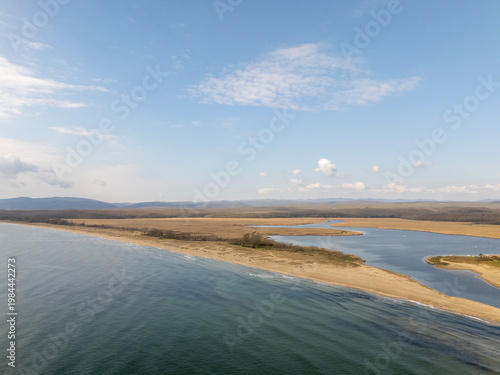 Turkiye Coastline Featuring River Mouth and Black Sea