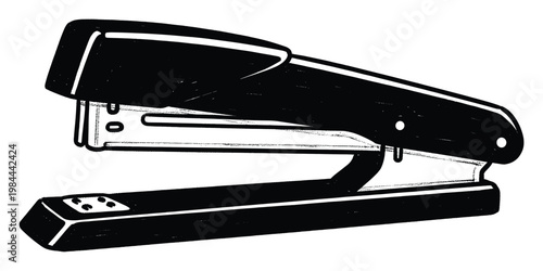 Functional black office stapler providing efficient paper fastening and document organization, suitable for corporate presentations school projects and administrative supply catalogs.