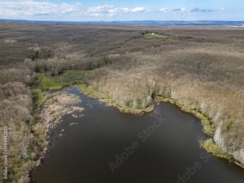 Aerial View of Demirkoy Forest and Woodland Pond in Kirklareli, Turkiye