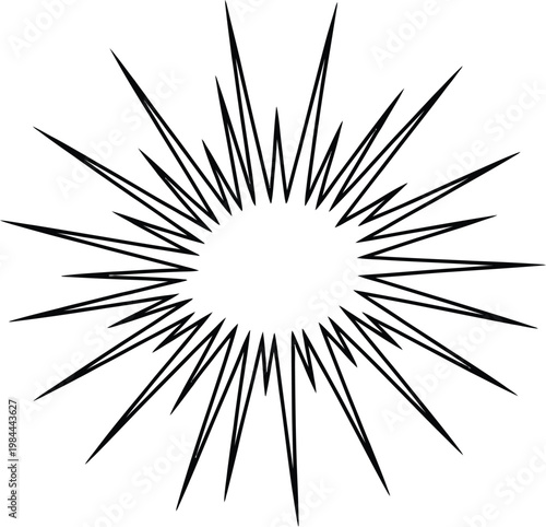 Explosion on white background with stylized burst effect for dramatic impact illustration and abstract motion concept