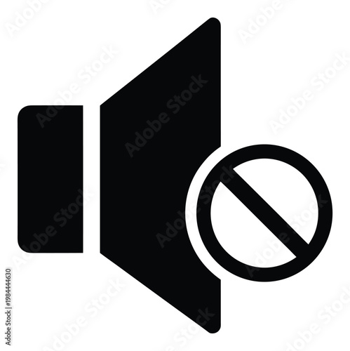 Muted audio speaker symbol representing sound off or no volume, perfect for user interface icons, digital application displays, and web notifications indicating silent mode