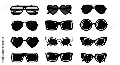 A diverse collection of stylish sunglasses featuring various fashionable designs and iconic shapes for eye protection and trendy accessories