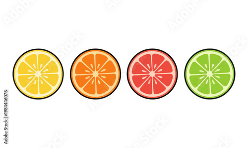 Citrus fruit slices set of lemon orange grapefruit and lime vector