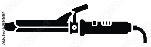 Essential hair curling iron silhouette icon representing modern beauty tools for professional stylists and personal grooming product promotions.