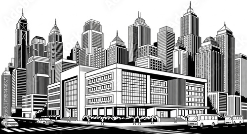 City Skyscrapers and Office Buildings.