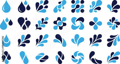 Digital technology icons with circuit boards processors and data flow symbols in blue tones.