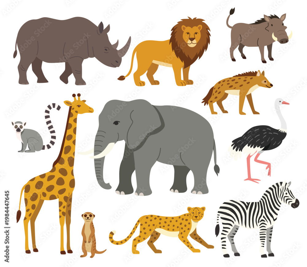 Fototapeta premium African Safari Wildlife Vector Collection