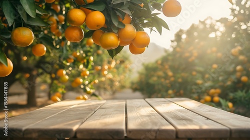 ripe oranges hanging from the branches of a citrus tree. 