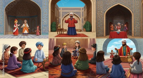 People sitting on floor in classroom.