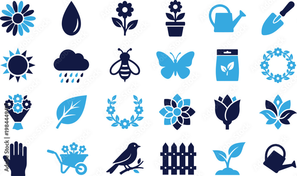 Fototapeta premium Collection of modern flat design icons representing technology and business concepts.