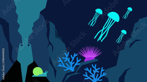 Underwater Scene with Jellyfish and Coral