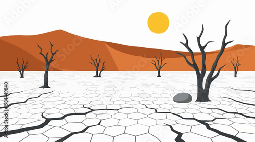 Desolate Desert Landscape with Withered Trees
