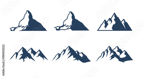 Mountain silhouettes in various shapes.