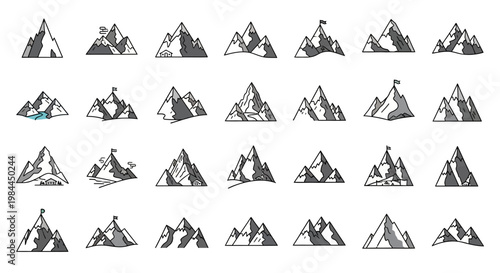 Mountain range with snow peaks landscape.
