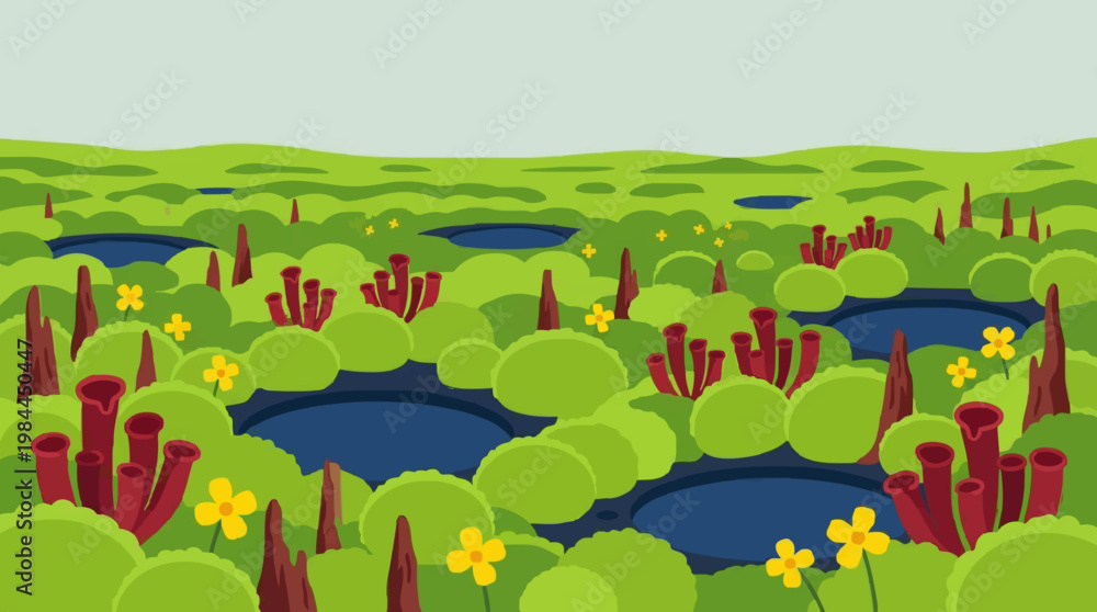 Naklejka premium Vibrant Swampy Wetland Ecosystem