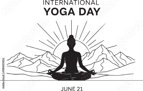 Silhouette of a person meditating during international yoga day on june 21