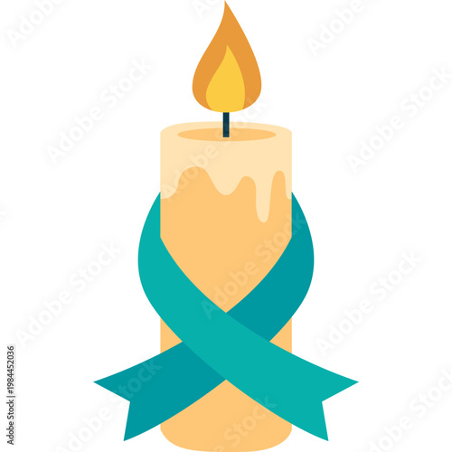 Candle with Teal Awareness Ribbon