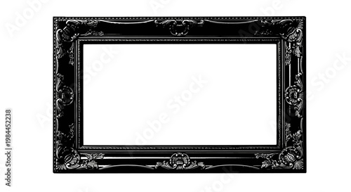 Ornate Black Picture Frame Closeup.