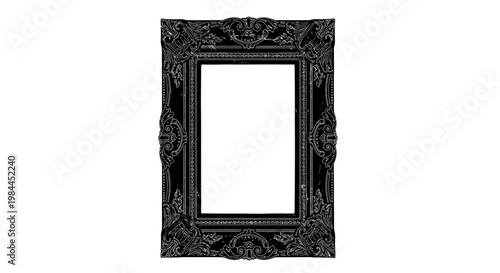 Ornate Black Picture Frame Closeup.