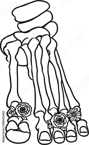 Foot skeleton with flowers
