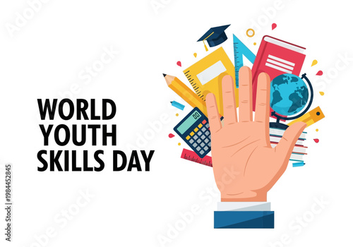 World youth skills day concept illustration