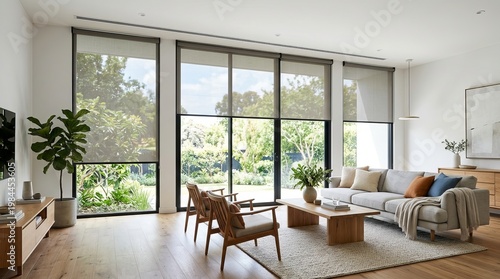 Comfortable indoor environment showcasing high-tech window treatments and stylish decor.