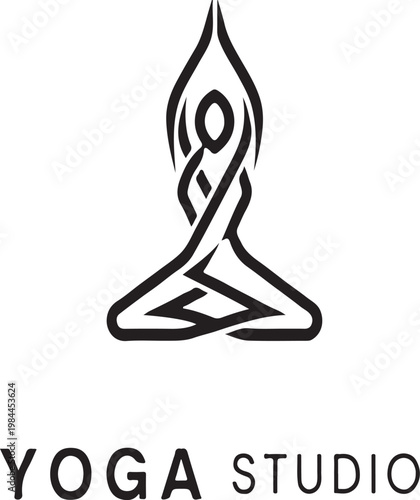 Symbolic representation of yoga studio with serene lotus pose and elegant design
