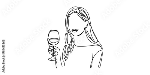 A minimalist continuous line drawing of a food truck with a serving window and awning.