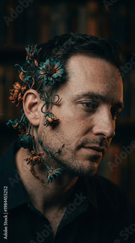A man adorned with vibrant ...