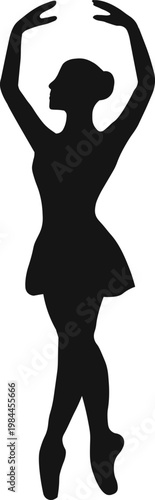 Ballet Dance Silhouette Pose SVG Elegant Classical Dancer Graceful Performance Vector Illustration