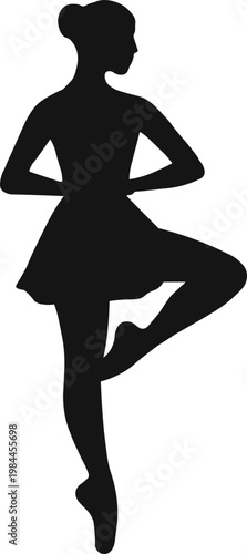 Ballet Dance Silhouette Pose SVG Elegant Classical Dancer Graceful Performance Vector Illustration