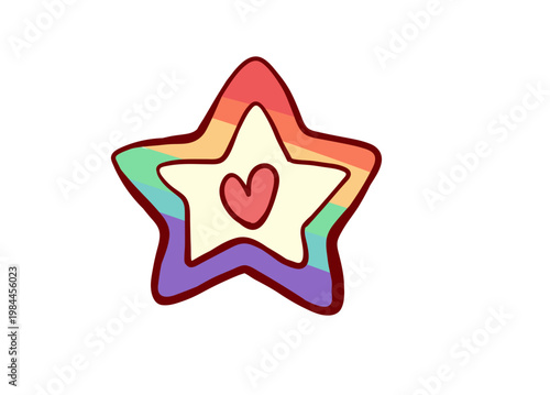 Rainbow Star with Heart Illustration