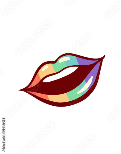 Rainbow Lips Illustration