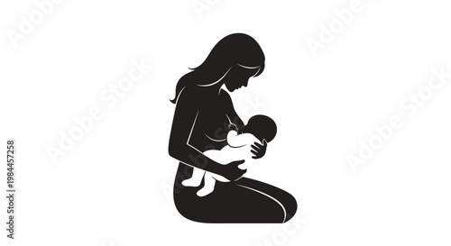 Woman Breastfeeding Newborn Baby.