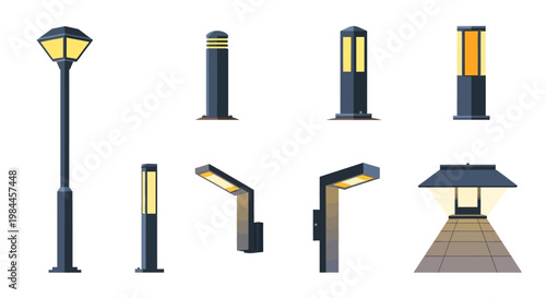 Street lights in various designs.