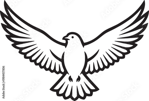 Symmetrical Dove with Outstretched Wings Symbol of Freedom