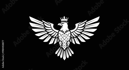 Stylized eagle emblem on black background symbolizing power and freedom