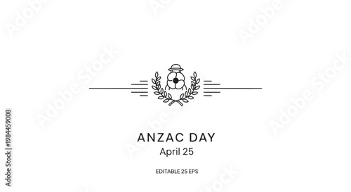 ANZAC Day, April 25, Australian, New Zealand, military, commemorative, vector icon