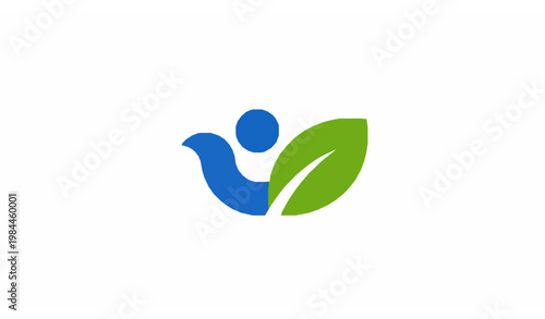 Geometric bird leaf logo vector modern eco friendly nature sustainability icon