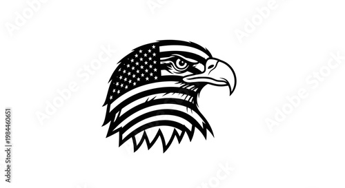 American bald eagle head with us flag design isolated on white background
