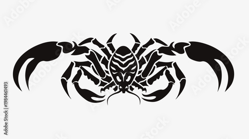 Black crab illustration on white background for design elements and projects
