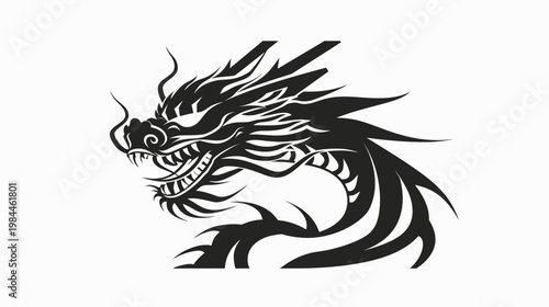 Black dragon illustration on white background vector art design